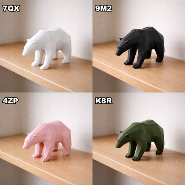 LOW-POLY POLAR BEAR FIGURINE – 3D DECORATION – MANY COLOURS