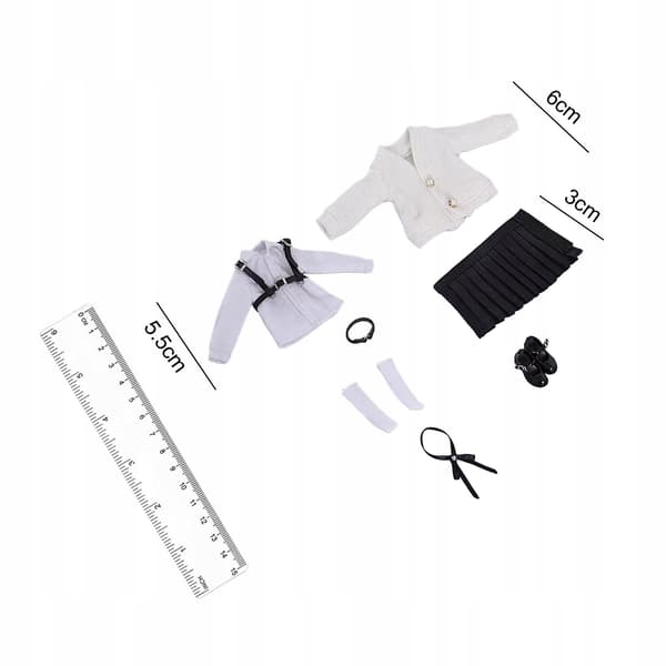 1/12 School Uniform Set – Outfit for action figures – Black accessory bodysuit