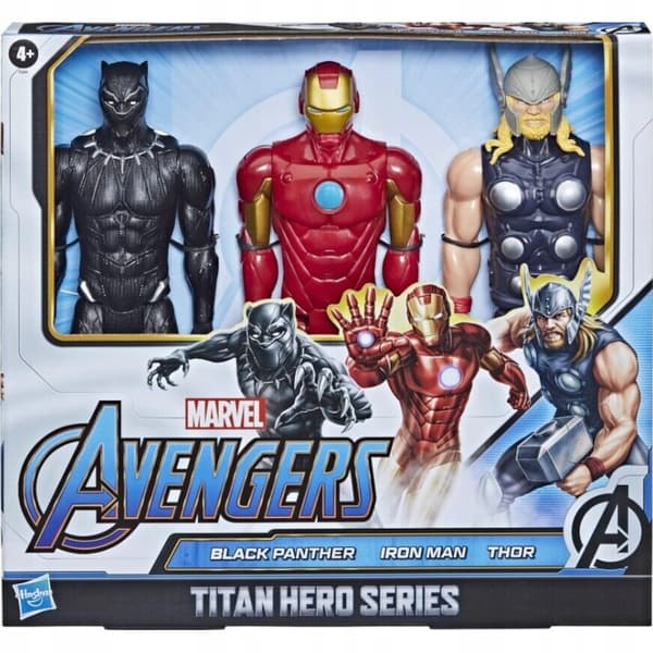 MARVEL AVENGERS 3 FIGURES: BLACK PANTHER, IRON MAN, THOR – 30cm – TITAN HERO