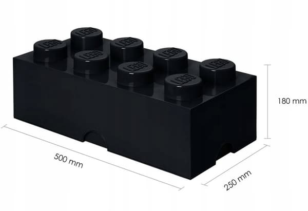 LEGO Container, 8-Piece Box, Large Brick 2x4 Sorter, 50 cm, BLACK