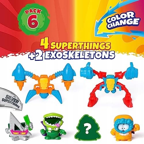 SUPERTHINGS Mutant Battle Series – Pack of 6, includes 4 SuperThings (1 sil