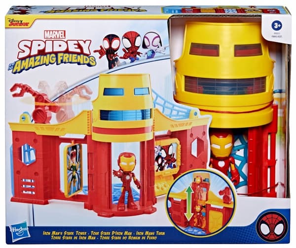 Hasbro Spider-Man figure set with Iron Man tower, plastic, 23 cm