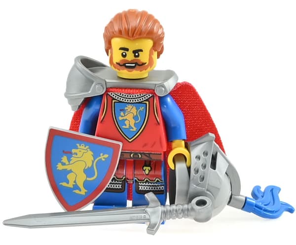 LEGO Castle Lion Crest Knight – sword, shield, shoulder guard, cape / castle