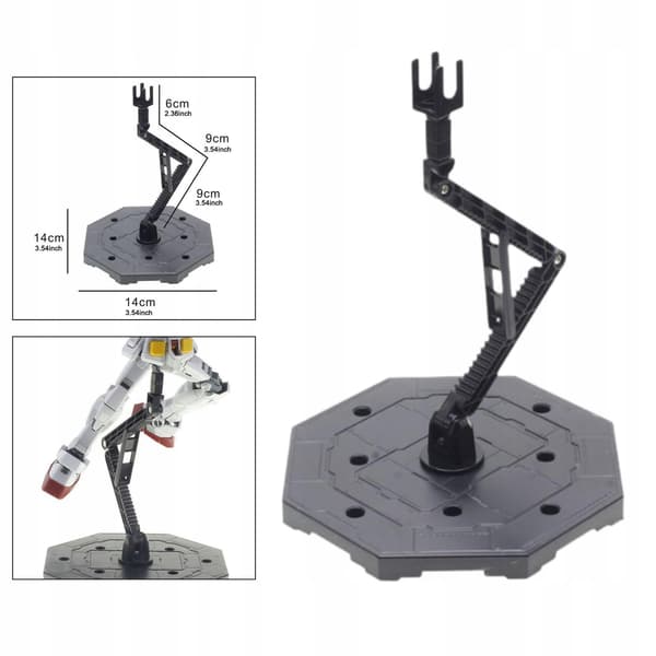 Action figure stand with height-adjustable angle Sturdy doll stand Support Black