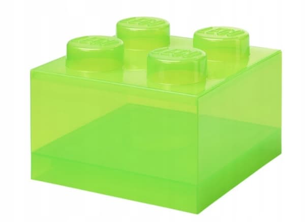 LEGO STORAGE BOX FOR BRICKS, 4-PIECE SET, TRANSPARENT LIGHT GREEN