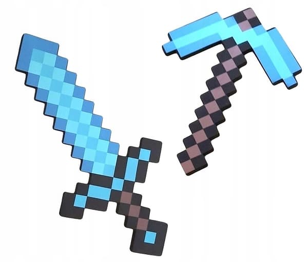MINECRAFT DIAMOND SWORD + PICKAXE TOY FIGURINE