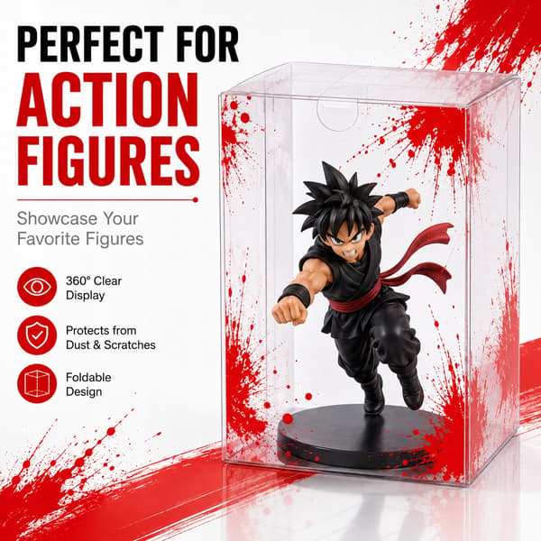 10x Clear Protective Display Box for Figurines with a Red Effect