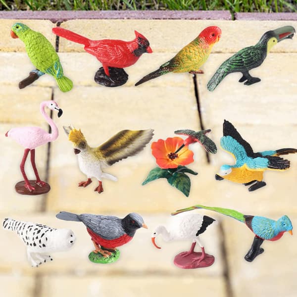 Miniature bird figurines Set Realistic animal model Multicoloured plastic