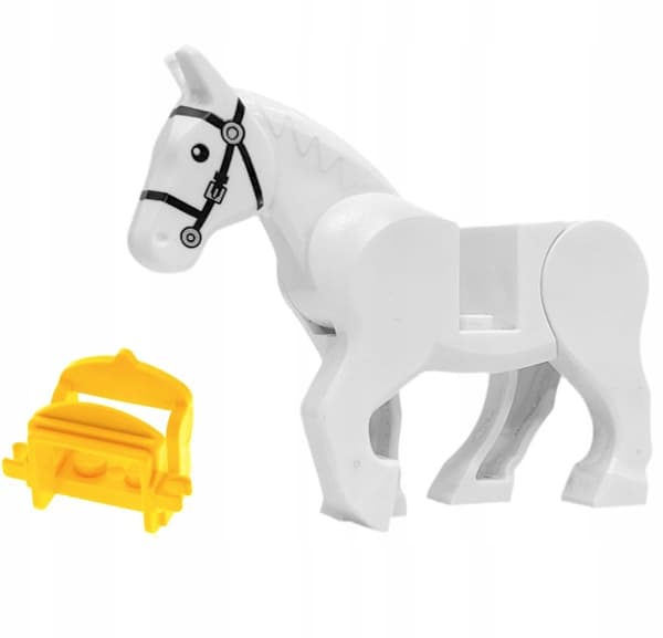 LEGO Castle – White Horse with Saddle (movable head + hind legs)