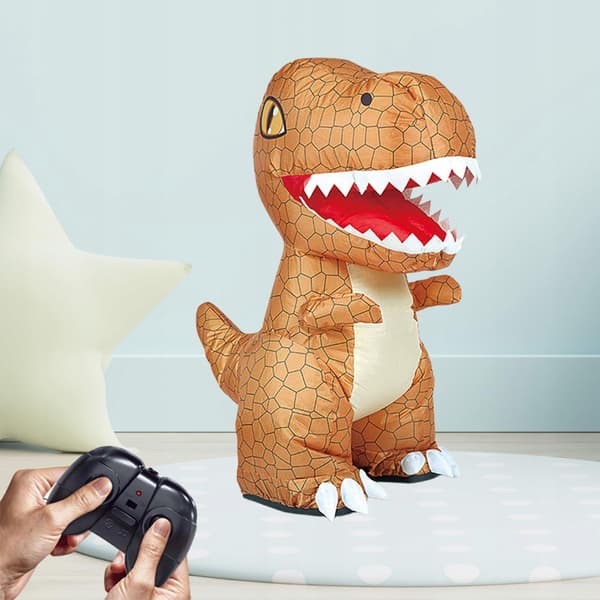 Inflatable Dinosaur Remote-Controlled Toy – Christmas Walking Electric Brown