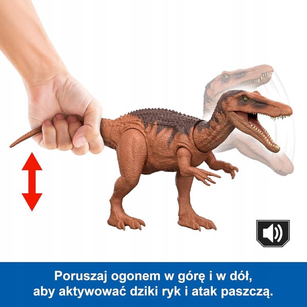 A DINOSAUR FIGURINE WITH A ROAR AND A MULTI-DIRECTIONAL ATTACK FOR PLAY