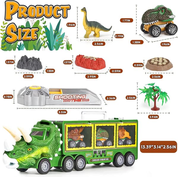DINOSAUR TRUCK WITH LIGHTS AND SOUNDS + MINI FIGURES + ACCESSORIES x23