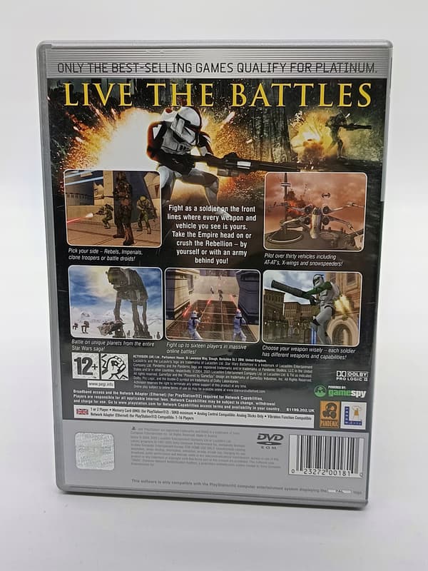 STAR WARS BATTLEFRONT game for Sony PlayStation 2 (PS2)