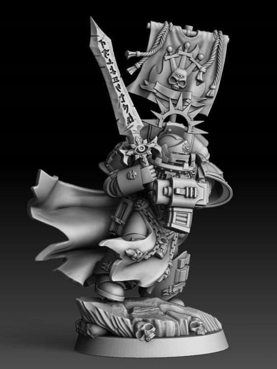 Silver Wardens Purificatus Swordmaster – proxy miniature for board games/D&D/GURPS