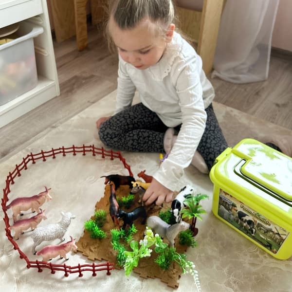 Farm Figurines Set + Storage Box, 57 pieces