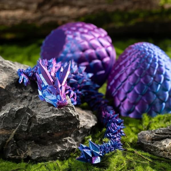 Mini Dragon Egg – blue and purple, 3D-printed, 30 cm