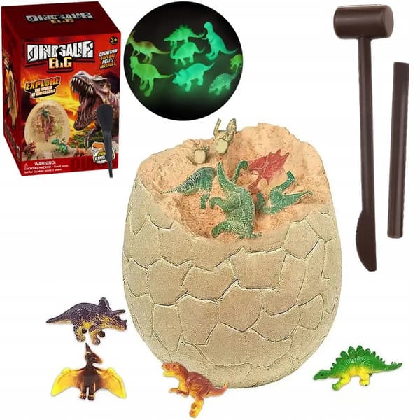 Dinosaur excavation in an egg, luminescence.