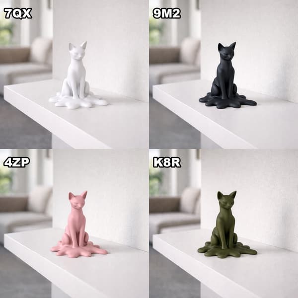 DECORATIVE FIGURINE: MELTING CAT – TABLE DECORATION – MANY COLOURS