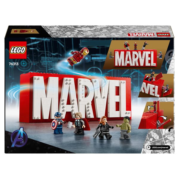 LEGO Marvel 76313 MARVEL Logo and minifigures