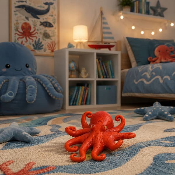 Rubber Octopus Figurine – Stretchy, Realistic, Sea Creature, 14cm