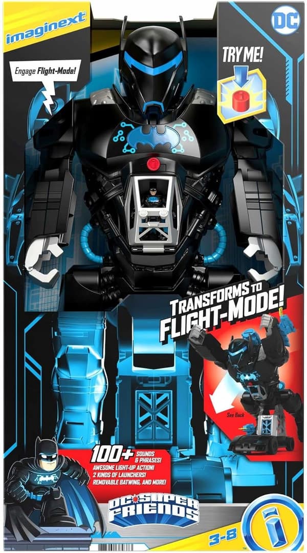 Fisher-Price Imaginext Bat-Tech Batbot 2-in-1 robot with lights and sounds – Batman