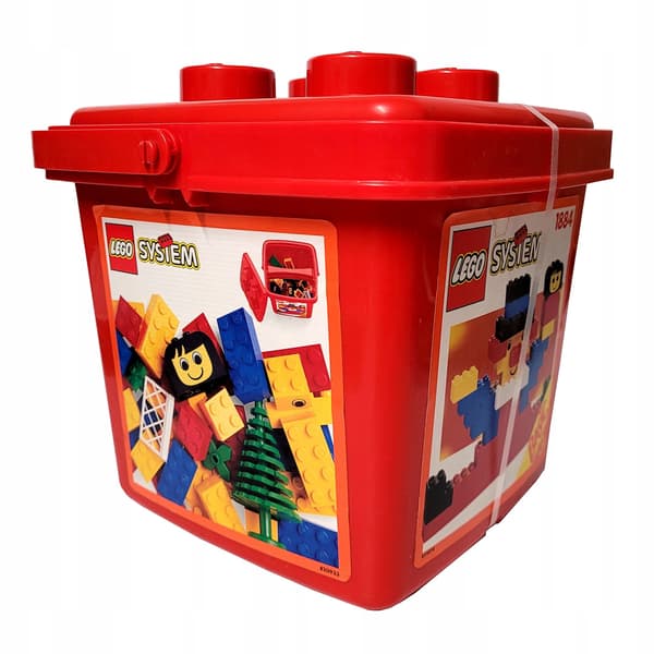 Lego System Basic 1884 bucket set, MISB, bricks, 1992, Father Christmas and Christmas tree