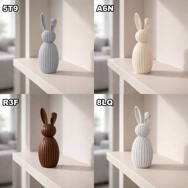 DECORATIVE FIGURINE: RIBBED RABBIT WITH LONG EARS – MANY COLOURS AVAILABLE
