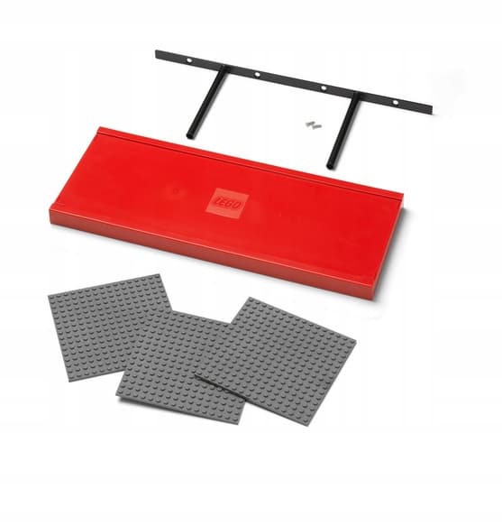 LEGO WALL SHELF WITH 3 BUILDING PLATES, RED 40130800