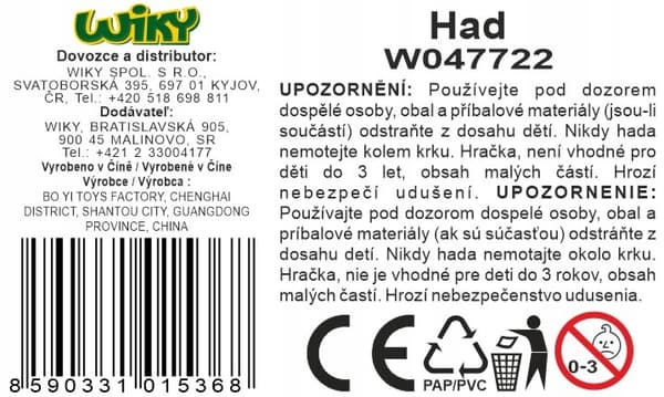 Wiky soft rubber toy, 60 cm, for children aged 3+
