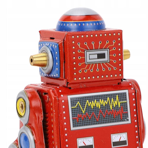Wind-up Robot Toy, Handmade Vintage Tin Robot Drum Set