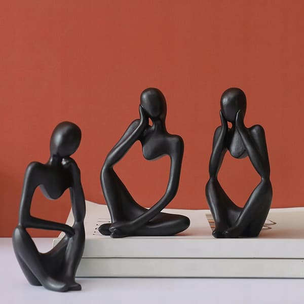 Abstract sculpture of a thinker Creative resin figurine Characters Black Left