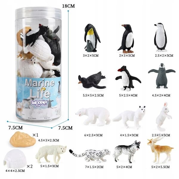 WOOPIE Arctic Animals Figurine Set, 16 pieces