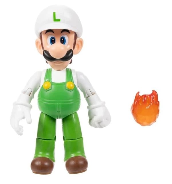 JAKKS Pacific Super Mario FIRE LUIGI Figure with a fireball
