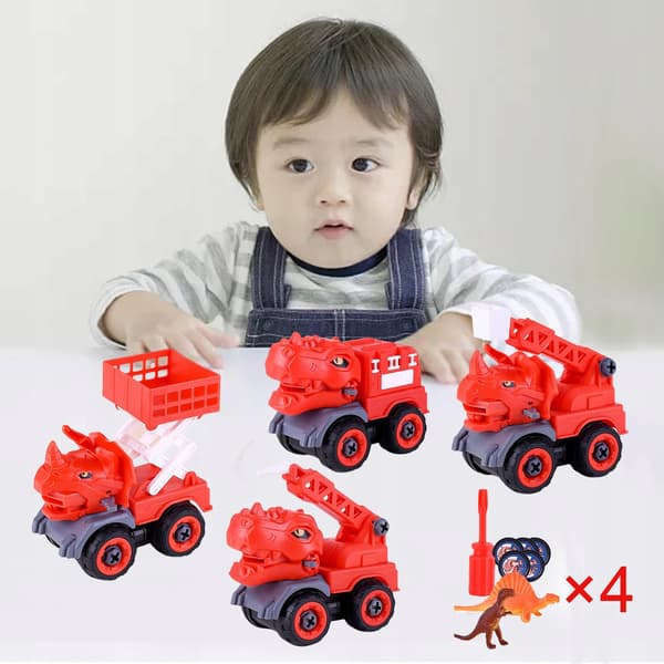 Fun Dinosaur Car Construction Set – Educational Toys – DIY – Take-Apart – Red