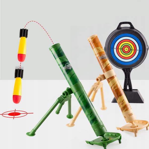 Mortar Launcher Toy Set with 3 protective foam shells, loading bucket and green rocket