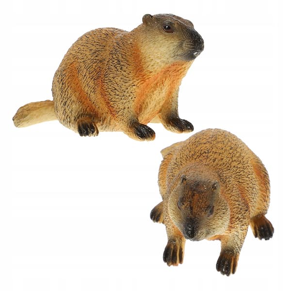 2 REALISTIC MARMOT FIGURINES – DECORATION
