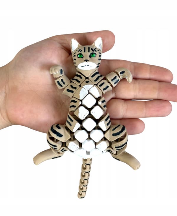 Kitten, 3D cat – movable, segmented figurine, stress-relief toy, novelty item
