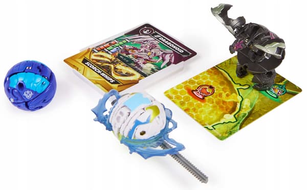 BAKUGAN MANTID TITANIUM DRAGONOID TROX SET: 3 FIGURINES + CARDS AND A RING