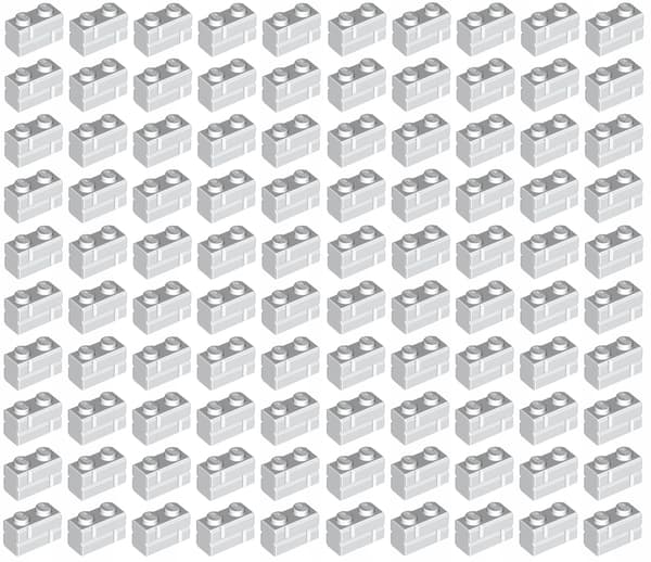 LEGO 1x2 white brick wall, 100 pieces, 98283