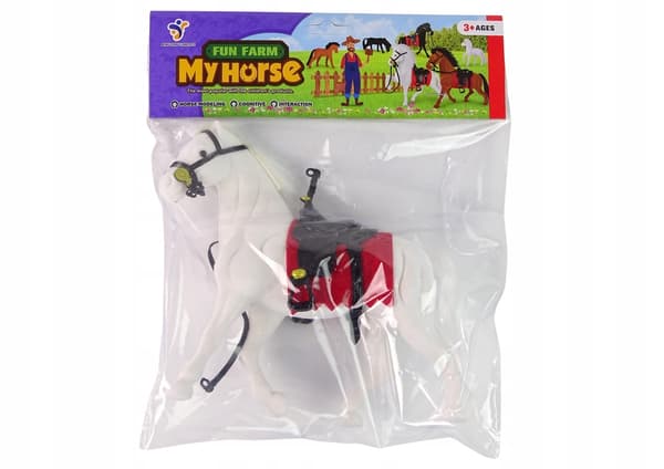WHITE HORSE FIGURINE, SADDLE, FARM