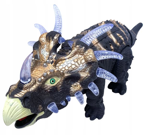Battery-operated, roaring, walking triceratops toy – large
