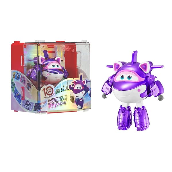 Super Wings Shiny Crystal Transformable Figure, Plane and Robot, 13 cm