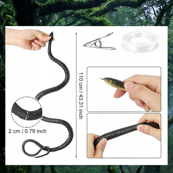 MOVABLE REALISTIC SNAKE FIGURINES, 112 CM, FOR PRANKS – 2-PACK, PLASTIC