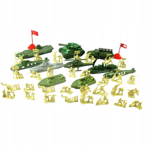 52-piece Solider Figures Set with Accessories – Mini Pretend Play Diorama A