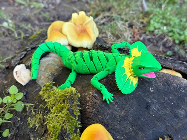 3D segmented frilled lizard – a dynamic figurine, a toy