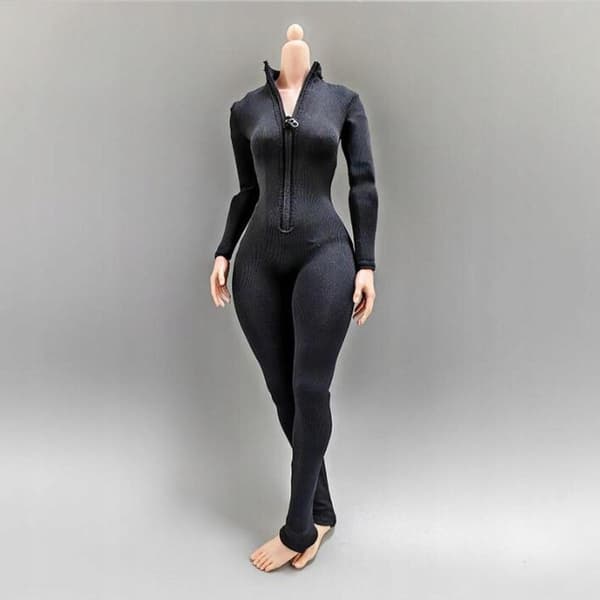 1:6 scale action figures Jumpsuit Handmade miniature doll accessory Black