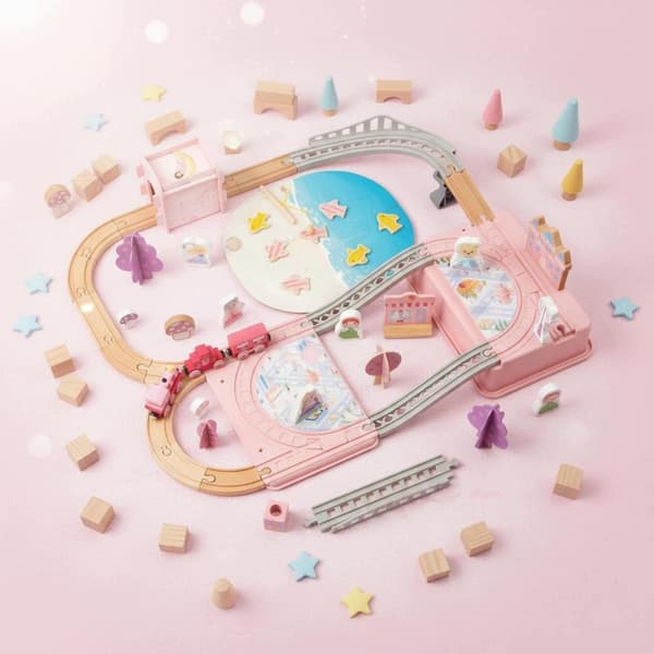 Princess Train Playset: Elevated Bridge – Wooden Train Track Set – Ingenious