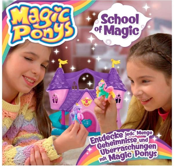 MAGIC PONYS MAGIC SCHOOL THREE-STOREY CASTLE WITH 2 PONIES SECRET MIRROR