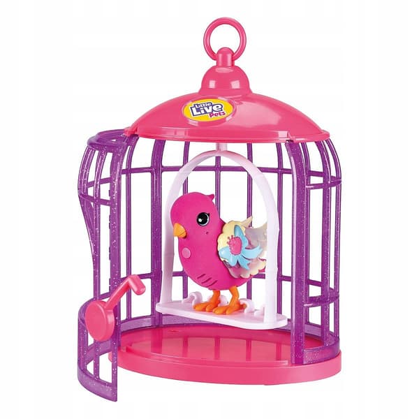 LITTLE LIVE PETS PINK BIRD IN A CAGE – INTERACTIVE, LIGHT-UP, CHIRPING