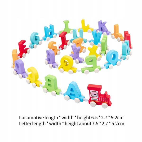 Alfabety wooden train set for developing hand-eye coordination in young children